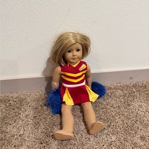 American Girl Kit in Cheerleader, Red and Yellow Outfit